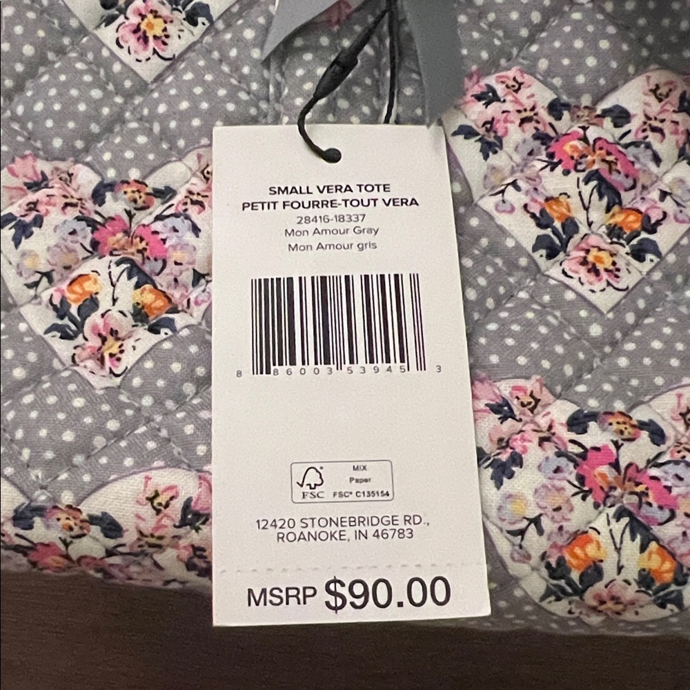 Vera Bradley Gray Floral Heart Tote - Picture 3 of 7